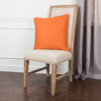 20'' Orange Cotton Square Throw Pillow with Flanged Edges