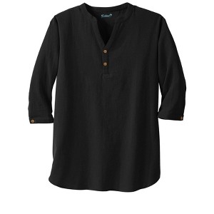 KingSize Men's Big & Tall Gauze Mandarin Collar 3/4 Sleeve Shirt - 1 of 4