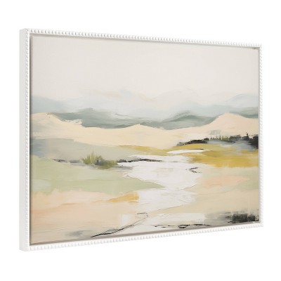 Kate & Laurel All Things Decor 31.5"x41.5" Sylvie Beaded Tranquil Landscape I Framed Canvas by Amy Lighthall White