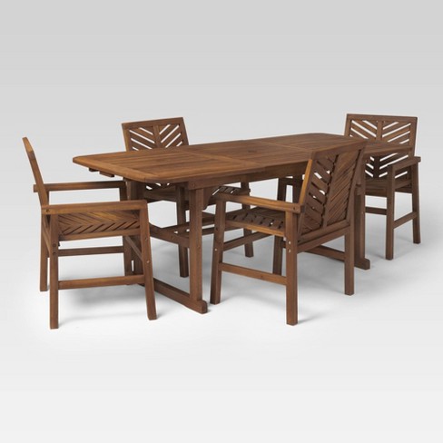 5pc Extendable Outdoor Patio Dining Set Dark Brown - Saracina Home : Target