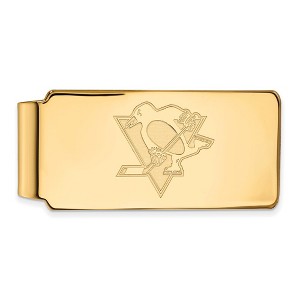 Black Bow Jewelry 10k Yellow Gold Pittsburgh Penguins NHL Money Clip - 1 of 3