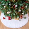 JOYFY 48’’ Christmas Tree Skirt, White Faux Fur Snowy White Plush Velvet Christmas Tree Skirt for Merry Christmas Holiday Tree Decorations and Party - 2 of 4