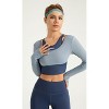 Women's Long Sleeve Fake Two-Piece Sports Top - 3 of 4