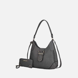 MKF Collection Juliette Vegan Leather Women’s Shoulder Bag with Matching Wallet by Mia K - Charcoal - 1 of 4