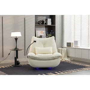 270° Swivel Glider Recliner Chair with Power Recline, USB & Type-C Charging Ports, Bluetooth Speaker, Hidden Arm Storage, and Atmosphere Lamp - 1 of 4