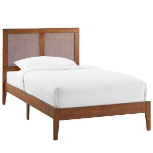 Modway Sirocco Rattan and Wood Twin Platform Bed - 1 of 4