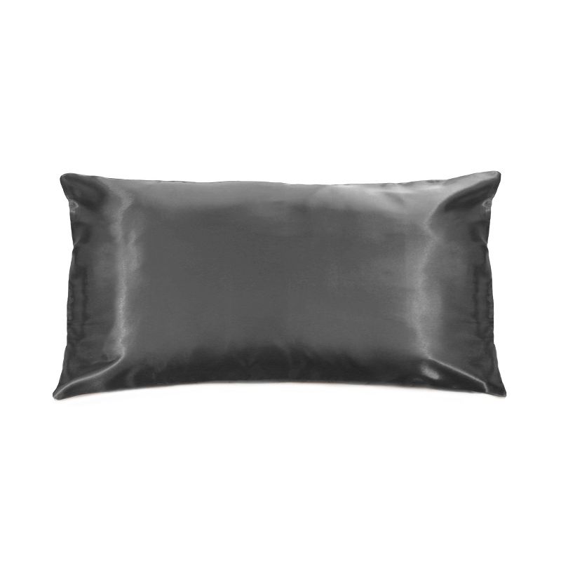 Morning Glamour King Solid Satin Pillowcase Charcoal Gray, 1 of 6