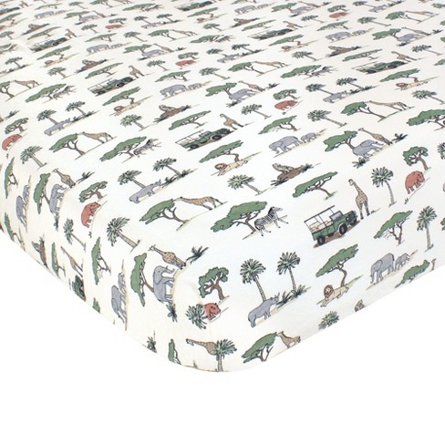 Hudson Baby Cotton Fitted Crib Sheet, Going On Safari, One Size - image 1 of 2