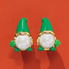 Ross-Simons 8-8.5mm Cultured Pearl and Multicolored Enamel Leprechaun Gnome Earrings in 18kt Gold Over Sterling - 3 of 4