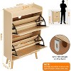 Acekool Rattan Shoe Cabinet - Slim Entry Organizer Holds 15+ Pairs, 2 Doors & Shelf for Hallway, Bedroom, White & Natural - 2 of 4
