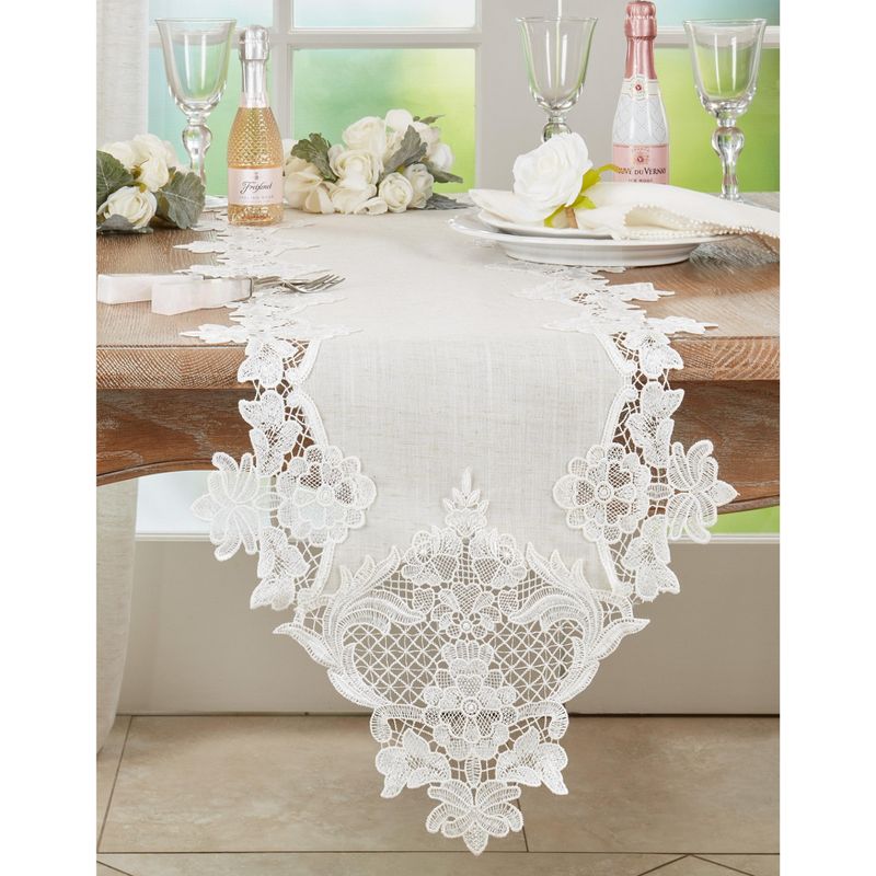 Saro Lifestyle Table Runner with Lace Border Design, 3 of 4