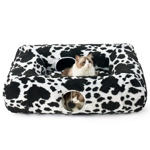 Cozy Kiss Foldable Plush Cat Tunnel Bed with Toys, Convertible Donut Tunnel with Washable Cushion & Anti-Slip Mat - 1 of 4