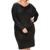 Slickblue Sophisticated Draped Neck Long Sleeve Dress, Plus Size, Banded Hem, Burgundy/Black/Teal/Heather Blue, Size 1XL-3XL - 3 of 4