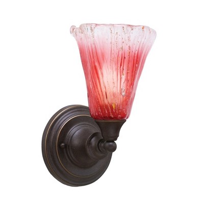 Toltec Lighting Any 1 - Light Sconce in  Dark Granite with 5.5" Fluted Raspberry Crystal Shade