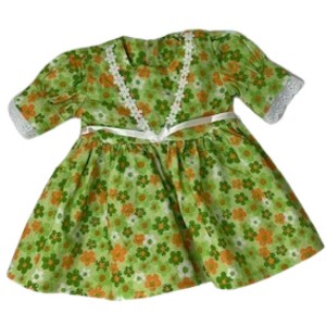 Doll Clothes Superstore Handmade Orange & Green Floral Dress for 14–15 Inch Baby Dolls - 1 of 4