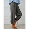 Pants High Waist Drawstring Cinch Bottom with Button Cotton Loose Casual Trouser with Pockets - 3 of 4