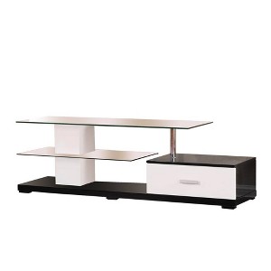 Ivana TV Stand for TVs up to 63" and Consoles White/Black - Acme Furniture: Modern Rectangular Shape, No Assembly Required - 1 of 4