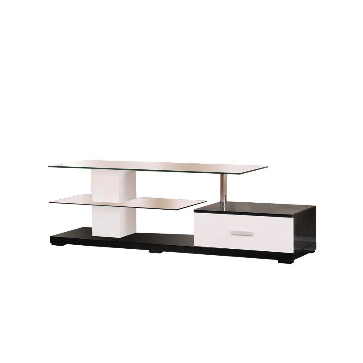 Ivana TV Stand for TVs up to 63" and Consoles White/Black - Acme Furniture: Modern Rectangular Shape, No Assembly Required