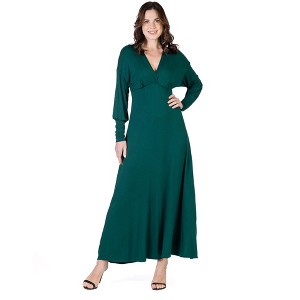 Womens V-Neck Long Sleeve Maxi Dress - 24seven Comfort Apparel™ - 1 of 4
