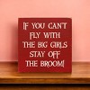 Slickblue Funny Witch Quote Wood Sign – “Stay Off the Broom” Saying, 7x7 Rustic Knotty Pine Wall Art - 3 of 3