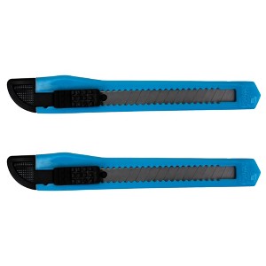 MotoProducts Bulk 5" Box Cutters Sky Blue with Snap-Off Blades and Safety Locks - 1 of 3