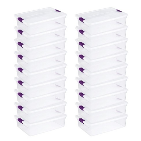 Sterilite 6 Qt Latching Storage Box, Stackable Bin with Latch Lid, Organize  Linens, Towels, Clothing in Home Closet, Clear with White Lid, 12-Pack