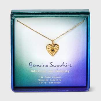 14K Gold Dipped Genuine Stone Beaded Heart Pendant Necklace - A New Day™