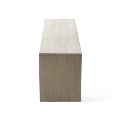 Countryside Charm Acacia Wood Bench in Light Gray Oak