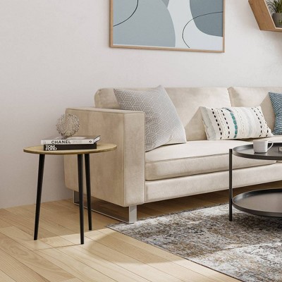 Gold and Black Round Metal Side Table with Tripod Legs
