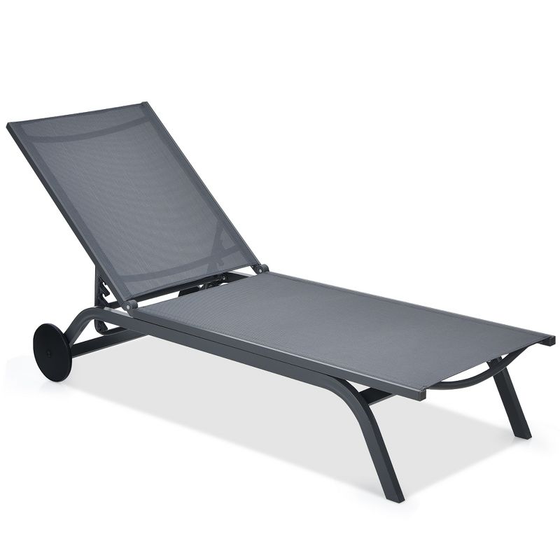 Costway Outdoor Patio Lounge Chair Chaise Reclining Aluminum Fabric Adjustable, 2 of 11