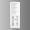White Tall Corner Storage Cabinet, Floor Storage Narrow Organizers With Double Glass Doors and Adjustable Shelves - 2 of 4