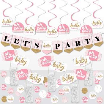 Big Dot of Happiness Hello Little One - Pink and Gold - Girl Baby Shower Supplies Decoration Kit - Decor Galore Party Pack - 51 Pieces