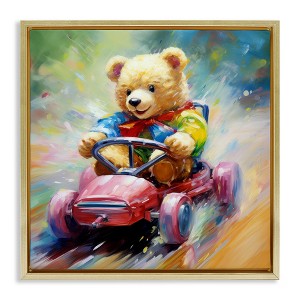 Stupell Industries Teddy Bear on Go Kart, 18" x 18" - 1 of 4