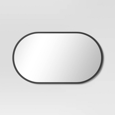 16" x 28" Metal Oval Pill Mirror Black - Threshold™