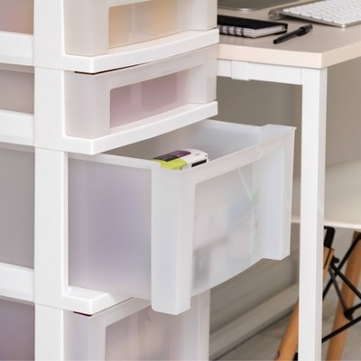 Iris White 6-Drawer Storage Tower with Organizer Top and Wheels