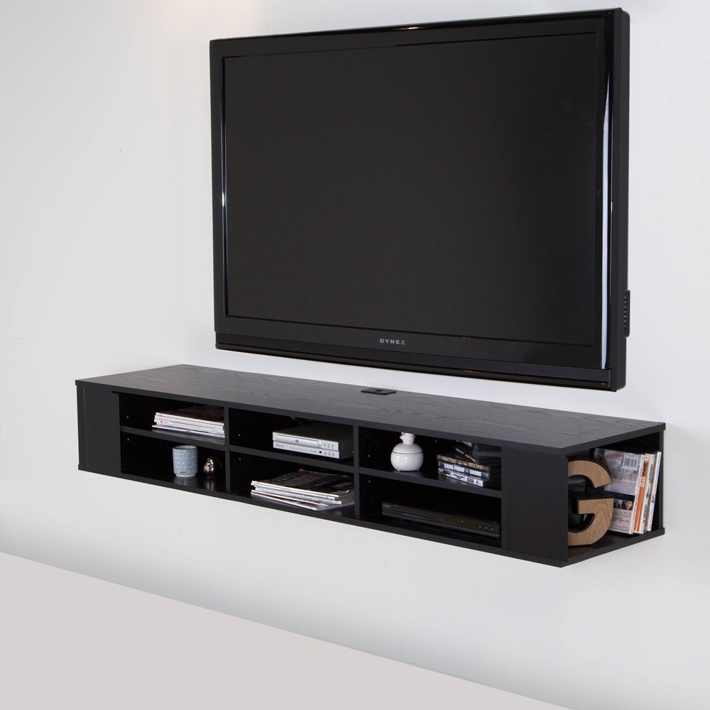 Photos - Mount/Stand City Life Wide Wall Mounted Console TV Stand for TVs up to 70" Black Oak 