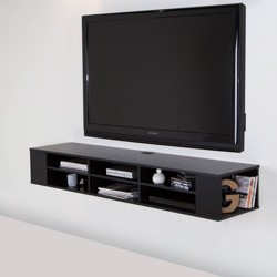 Details about   Prepac 70 Inch Wide Wall Mounted TV Stand Durable Black Laminate 3 Compartments 