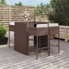 vidaXL Patio Bar Set 5 Piece Wicker Table and Stool with Cushions Poly Rattan - Brown - 2 of 4