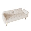 69.7" Velvet 2-Seater Foldable Sofa Bed with Gold Legs & Throw Pillow - 3 of 4