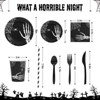 Halloween Hand Bone Disposable Tableware Set,215Pcs Halloween Plates and Napkins Set ,Decorations Includes Plates, Cups, Napkins, Tableware,Serve 25 - 3 of 4