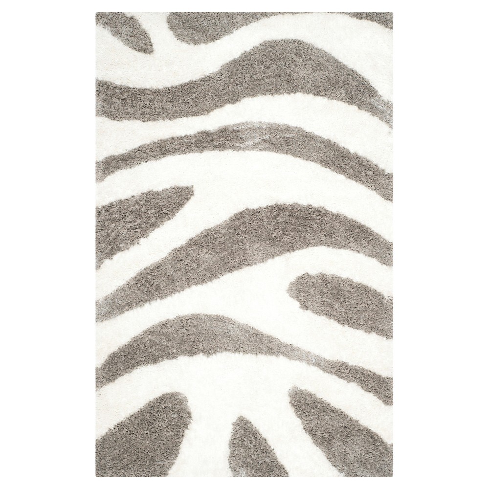 Barcelona Shag Rug - White/Silver - (5'X8') - Safavieh