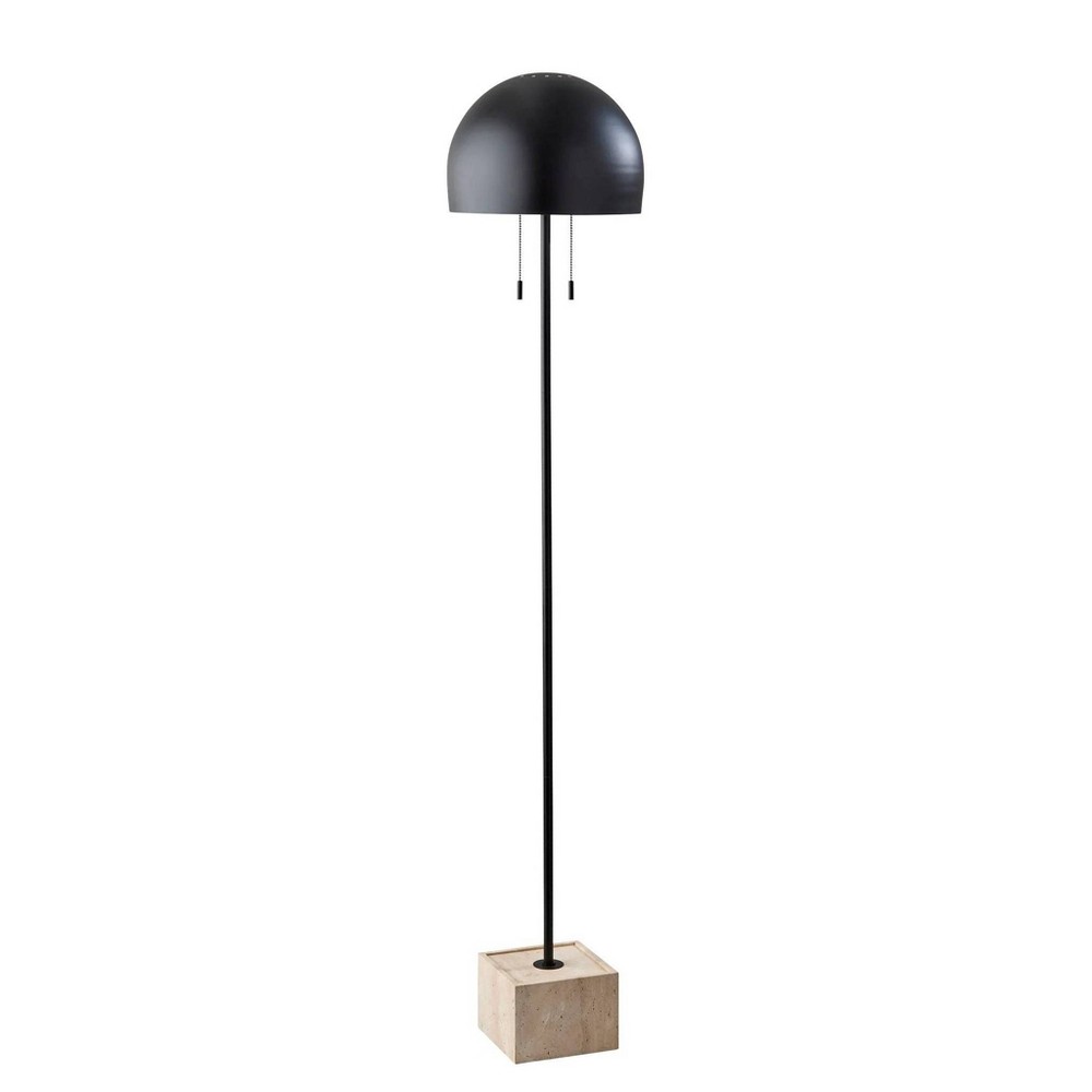 Photos - Floodlight / Street Light Adesso Wilder Floor Lamp Black: Dual Pull Chain, ETL Listed, Metal Dome Sh 