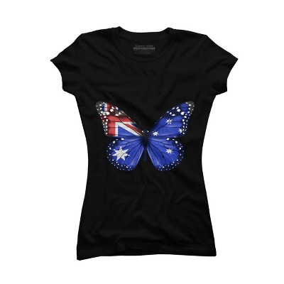 Junior's Design By Humans Butterfly Flag Of Australia By GiftsIdeas T-Shirt