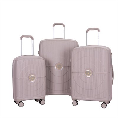 BEAFUP Hardshell Suitcase Double Spinner Wheels PP Luggage Sets Lightweight Durable Suitcase with TSA Lock,3-Piece Set (20/24/28)