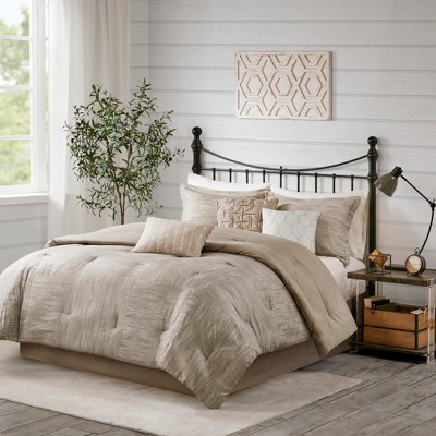 7Pcs Comforter Set, Modern Solid Bedding Set, Microfiber Bed Comforter
