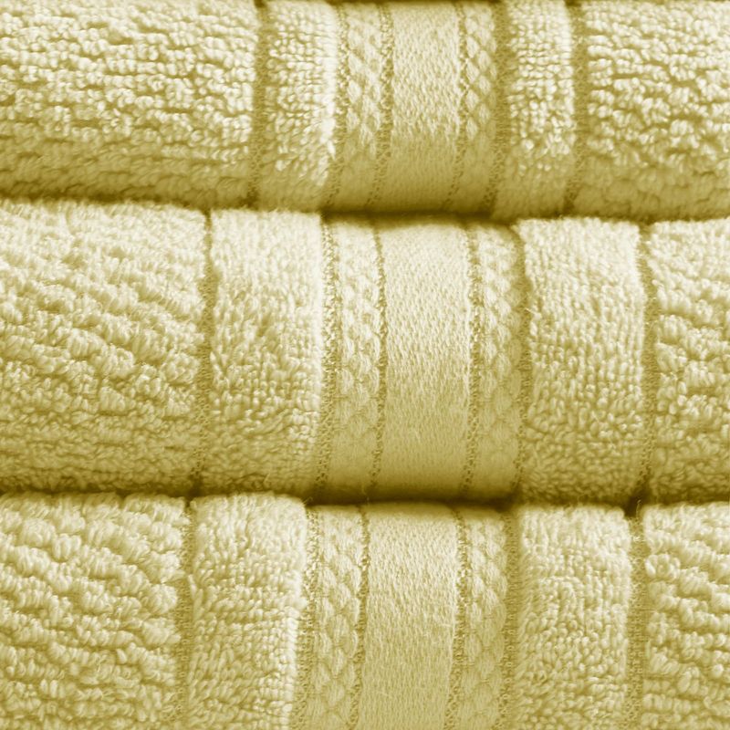 6pc Roman Super Soft Cotton Quick Dry Bath Towel Set Yellow - Madison Park, 4 of 7