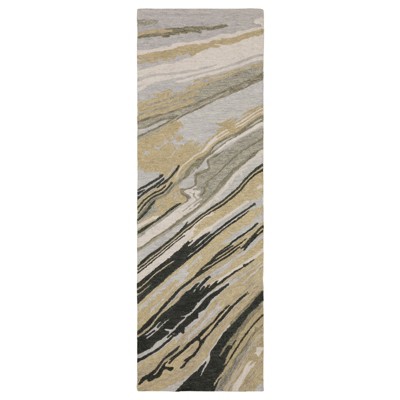 Oriental Weavers Kipton KIP05 Grey / Golden Tan Indoor Area Rug - 2'6" x 8'