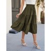 Coolmee Women Midi Skirts Boho Swing Tiered A-Line Elastic Drawstring High Waist Fashion Long Dress - 4 of 4