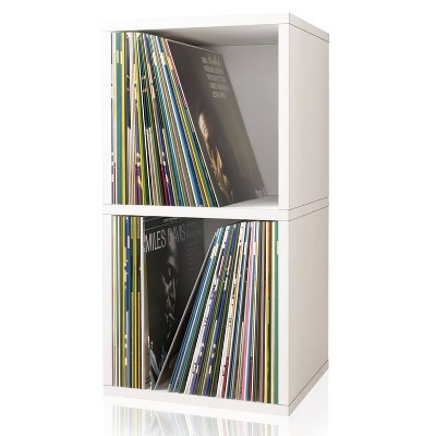 Way Basics Eco 2 Shelf Vinyl Record Storage Bookshelf White