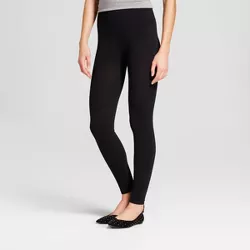 Women's High Waist Cotton Blend Seamless Leggings - A New Day™ Black L/XL